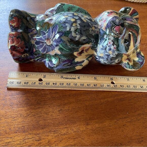 Joan Baker Designs Original Porcelain Decoupage Floral Patchwork Bear Figurine - Picture 9 of 10